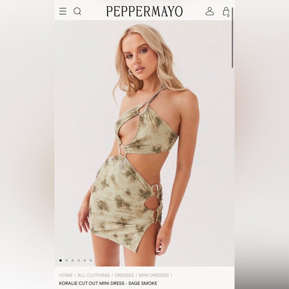 Peppermayo Koralie Sage Smoke Cutout Dress NWT